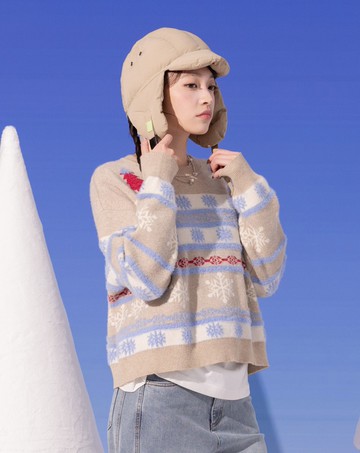 雪花圖騰毛絨毛衣(兩色)