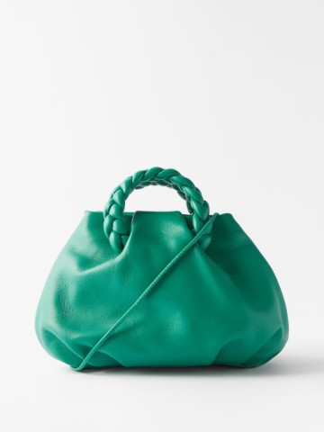 Hereu 'bombon' Braided Handle Leather Crossbody Bag in Green