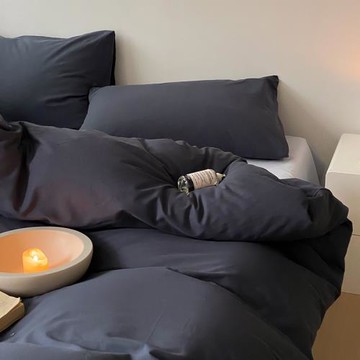 簡約日式水洗棉被套單件純棉全棉純色床單藍色被罩1.5x2米單人灰