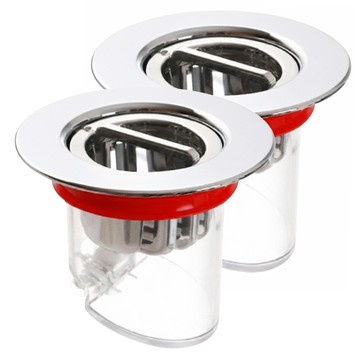 FaSoLa 帶閥門多層矽膠密封防蟲防臭地漏蓋 銀色 2個  32~52mm