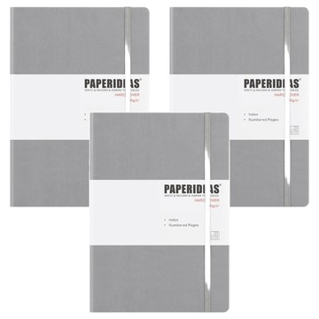 PAPERIDEAS 硬皮筆記本 188頁 B5  槍灰  3本