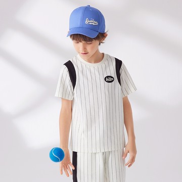 GIORDANO 童裝袖子拼接短袖上衣 Black&White系列 03024215