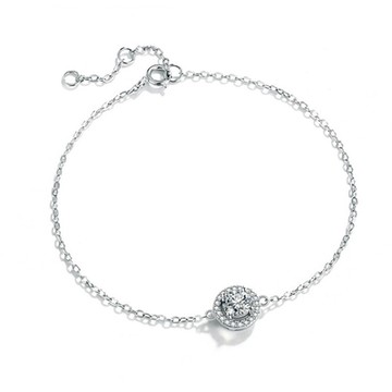 [米蘭精品] 莫桑石手鍊925純銀手鏈-1克拉圓包浮光溢彩母親節情人節生日禮物女飾品74an33