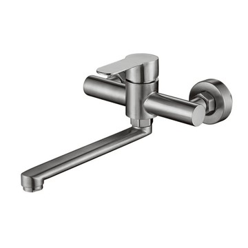 動手族 精緻單體壁式龍頭 304不鏽鋼材質 冷熱水 廚房/浴室適用  23 x 19 x 8cm  1個