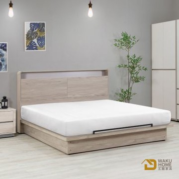WAKUHOME 瓦酷家具CASANE義式撞色風 6尺收納床頭片+床底2件組(附插座)-寬183*深207*高106