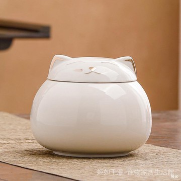 福貓骨灰罐 圓滿可愛卡通收藏紀念墰 寵物去世火化殯葬骨灰盒