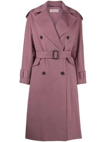 Blanca Vita - double-breasted trench coat - women - Cotton/Spandex/Elastane - 44 - Purple