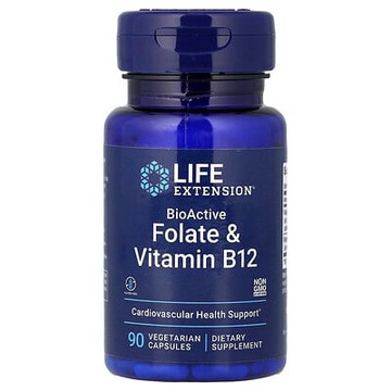 Life Extension, BioActive 系列葉酸鹽維生素 B12 素食膠囊，90 粒裝