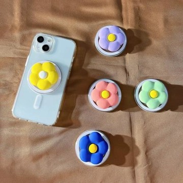 日韓少女心立體小花朵磁吸手機支架可愛馬卡龍色氣囊可伸縮支撐座