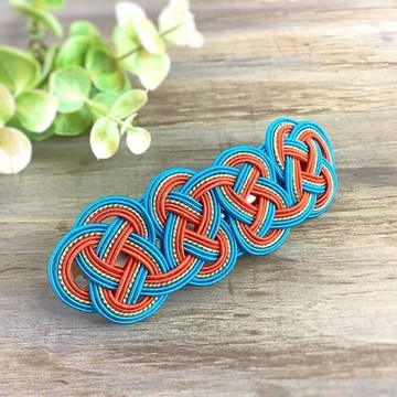 水引髮夾【綠松石・橘色】東方 非洲風