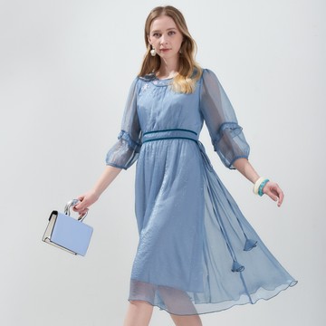 CLL巧玲瓏 微光仙氣刺繡雪紡洋裝 7455211