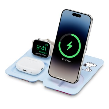 Nimble Fold 三合一充電器 - 史努比櫻花藍色