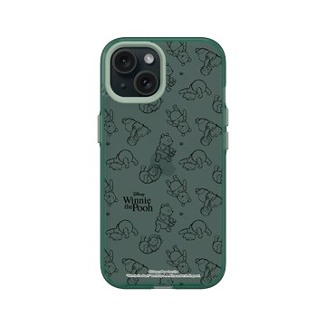 iPhone 15 Clear 憂墨綠 - 迪士尼-小熊維尼 Disney Winnie The Pooh - 線條圖案