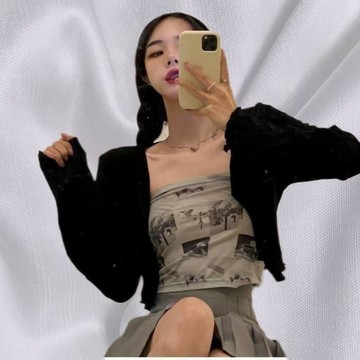 臺灣出貨 免運冰絲短款黑色開衫外套女夏季修身顯瘦薄款潮流女辣妹長袖防曬上衣0911