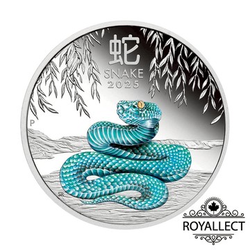 [皇家典藏] Perthmint 2025澳洲伯斯-生肖-蛇年-彩色版-1盎司銀幣(精鑄)