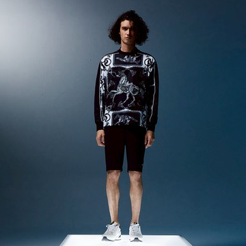 Daniel Wong 馳騁 DSDS圓領羅紋長袖上衣(黑底白)(男款) - M