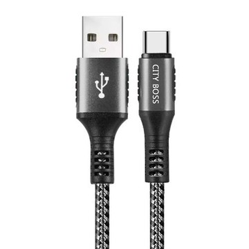 CITY 35W Gan氮化鎵Type-C(PD)+USB快充白+勇固 USB-A to Type-C 耐彎折編織快充線-120cm