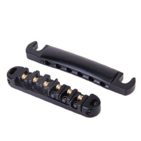 Black Roller Saddle Tune-O-Matic Bridge and Tailpiece For Guitar