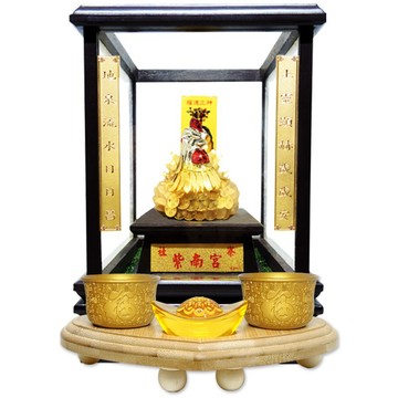 【吉祥開運坊】供養金雞專用杯【供奉紫南宮金雞 供奉貔貅 銅合金供杯*2 附孟宗竹底座 特贈元寶】