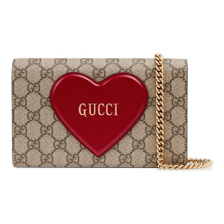 GUCCI Logo 3D Love Canvas Chain Shoulder Messenger Bag / Red Valentine's Day limited Brown Shoulder Bags 648948-20QAS-8570 (Size: US F)