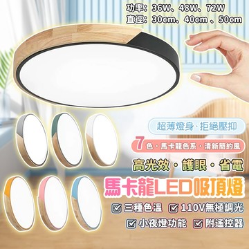 保固兩年【附遙控器|宅宅照明五金】馬卡龍LED吸頂燈 房間燈 臥室燈 超薄 三色溫可調 無極調光 客廳燈 陽台燈 燈具