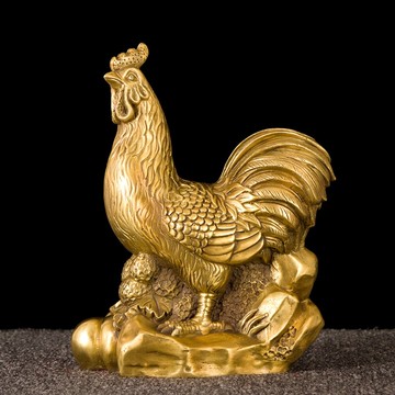 純銅公雞擺件 吉祥風水招財銅雞生肖雞 中式家居裝飾品工藝品新款