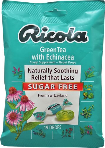 Ricola Sugar Free Cough Drops Green Tea with Echinacea 19 Drops