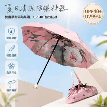 台灣出貨✨ 雙層雙面太陽傘 防曬抗紫外線折疊傘 晴雨兩用遮陽傘 便攜攜帶袋