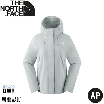 【The North Face 女 防風防潑水連帽外套 AP《淺灰》】89Y2/防風外套/衝鋒衣/軟殼外套/風雨衣/保暖外套