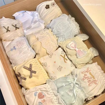 蜂蜜柚子/奶油色系甜美少女純欲蕾絲內褲女性感女生新款純棉