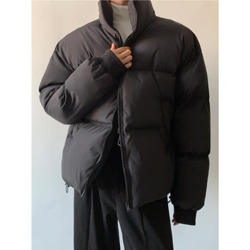 雨東林/棉衣男冬季加厚寬松休閑韓版純色立領面包服簡約棉服外套