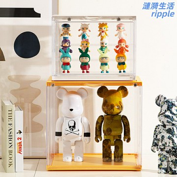 【磁吸防塵】手辦展示盒 樂高展示櫃 泡泡瑪特收納盒 亞克力透明桌面 多層疊加 防塵密封 磁吸開合 桌面擺件 模型收藏必備