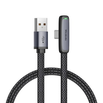 Mcdodo 斑馬系列 鋁合金編織彎頭扁線手遊快充充電線 100W USB-A to Type-C-1.8m CA-3341