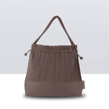 手工抽繩百摺包│多款可選 (抽繩)素面可可牛奶