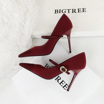 高跟鞋時尚宴會韓版女鞋細跟淺口尖頭拼接燈芯絨單鞋白月光夏季設