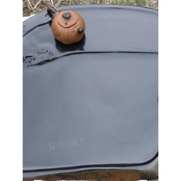 天然硯石材料家用排水茶盤婺源硯臺茶海歙硯石彩帶紋禪意功夫茶臺