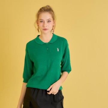 【YUTZUYA 優姿雅】活力綠意小驢刺繡polo針織衫/上衣