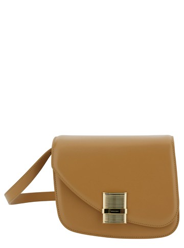 Ferragamo Borsa A Tracolla fiamma S Con Dettaglio Logo E Patta Obliqua In Pelle Beige Donna