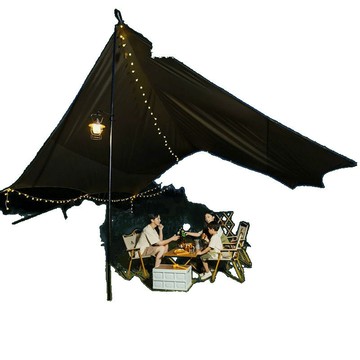 登山露營必備 多功能戶外裝備 露營用品懶人包 快速出貨 戶外天幕露營帳篷黑膠八角蝶形加厚野營野餐遮陽防曬防雨防紫外線