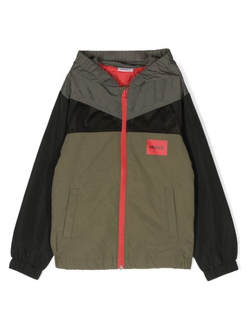 HUGO KIDS - colour-block hooded windbreaker - kids - Polyamide/Polyester - 16 yrs - Green