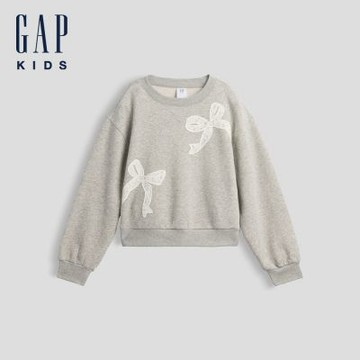 【GAP】兒童圓領大學T-淺麻灰(910147)
