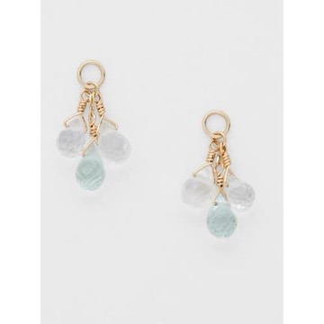 日系輕奢 復古天然海藍寶冰雪融化寶石白水晶唯美百搭銀耳環耳墜