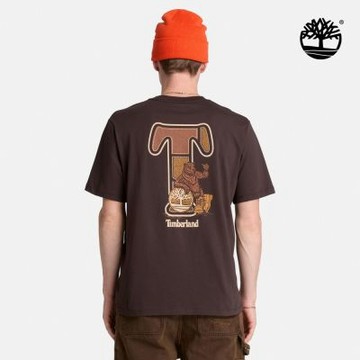 Timberland官方旗艦 男款深棕色厚磅T字背面圖案短袖T恤|A5TSYC35