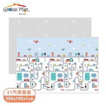 【Global mat】國民地墊 XPE 大尺寸 1cm 輕量摺疊地墊 - 汽車星星 E1 (200 x 180 x 1CM)