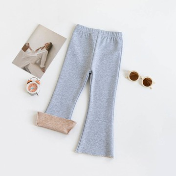 FANMOU - 百搭時尚微喇叭內搭褲-薄刷絨-淺灰