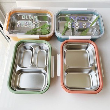 ins風大容量不銹鋼飯盒分格便當盒保溫可愛學生上班族帶飯午餐盒