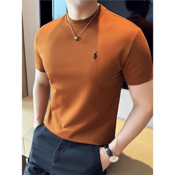 潮牌時尚簡約刺繡短袖T恤男士夏季薄款純色圓領體恤打底半袖上衣