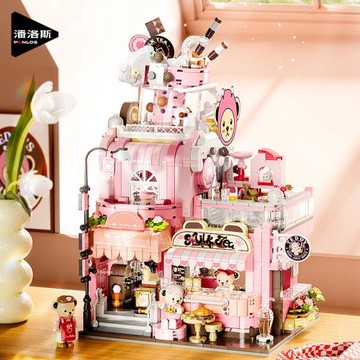 潘洛斯881105泰迪奶茶屋積乎咖啡屋街景玩具兼容樂高拼裝顆粒積木
