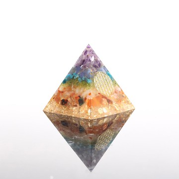 【客製化禮物】透明感脈輪聖殿-生命之花彩虹Orgonite水晶療癒奧
