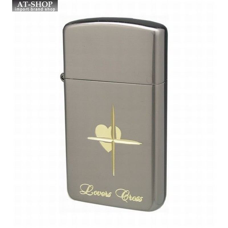 ジッポー ZIPPO ライター ラバーズ・クロス スリム SBG 黒＆金コンビ